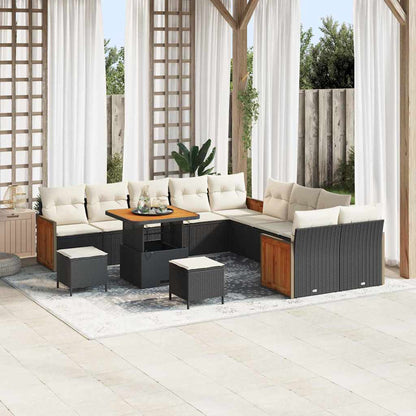 Conjunto de Sofá de Jardim 13 pcs Preto e Creme 80 x 80 x 71 cm