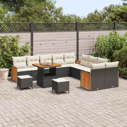 Conjunto de Sofá de Jardim 13 pcs Preto e Creme 80 x 80 x 71 cm