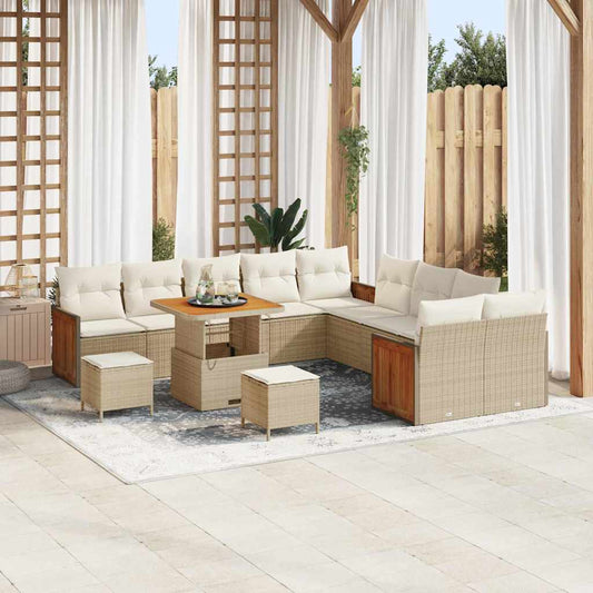 Conjunto de Sofá de Jardim 13 pcs Bege e Creme 80 x 80 x 71 cm