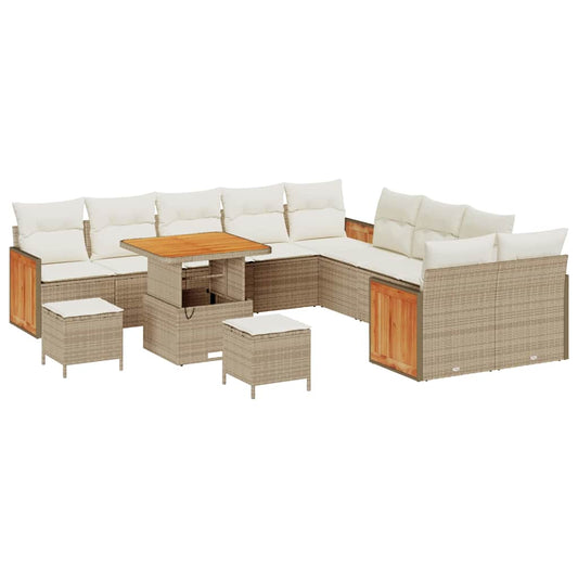 Conjunto de Sofá de Jardim 13 pcs Bege e Creme 80 x 80 x 71 cm