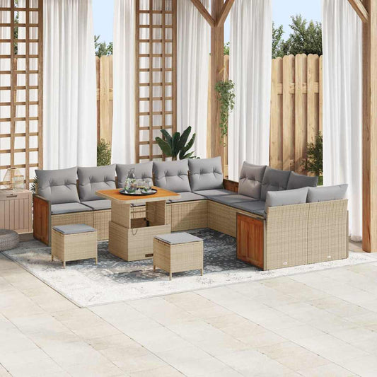 Conjunto de Sofá de Jardim 13 pcs Bege e Cinza Claro