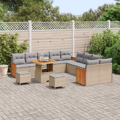 Conjunto de Sofá de Jardim 13 pcs Bege e Cinza Claro