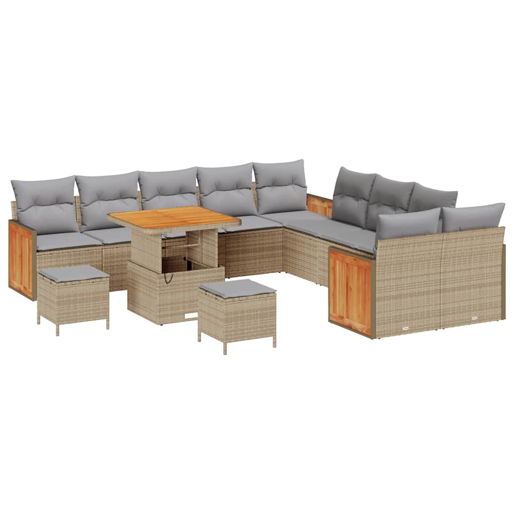 Conjunto de Sofá de Jardim 13 pcs Bege e Cinza Claro