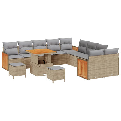 Conjunto de Sofá de Jardim 13 pcs Bege e Cinza Claro