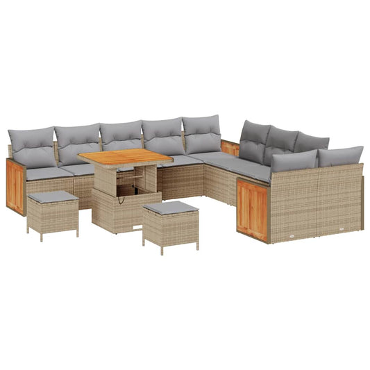 Conjunto de Sofá de Jardim 13 pcs Bege e Cinza Claro
