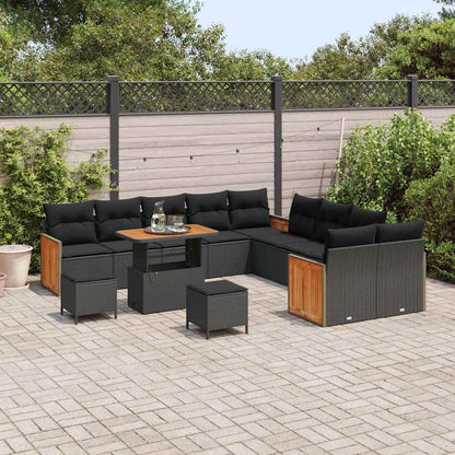 Conjunto de Sofá de Jardim 13 pcs Preto 90 x 55 x 71 cm vime PE