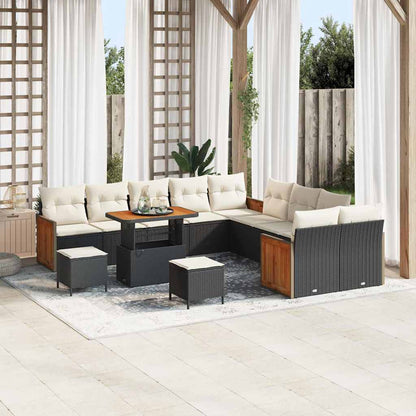 Conjunto de Sofá de Jardim 13 pcs Preto e Creme 90 x 55 x 71 cm