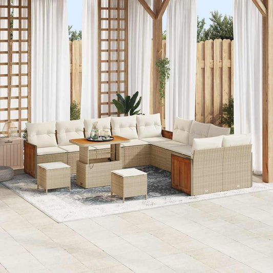 Conjunto de Sofá de Jardim 13 pcs Bege e Creme 90 x 55 x 71 cm