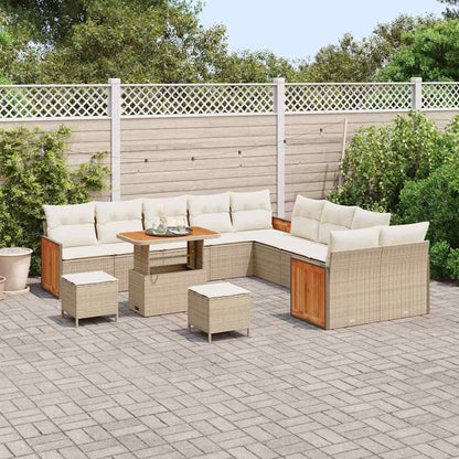 Conjunto de Sofá de Jardim 13 pcs Bege e Creme 90 x 55 x 71 cm