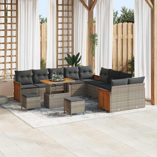 Conjunto de Sofá de Jardim 13 pcs Cinza Cinza Escuro
