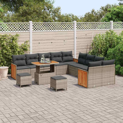 Conjunto de Sofá de Jardim 13 pcs Cinza Cinza Escuro