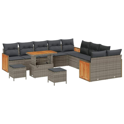 Conjunto de Sofá de Jardim 13 pcs Cinza Cinza Escuro
