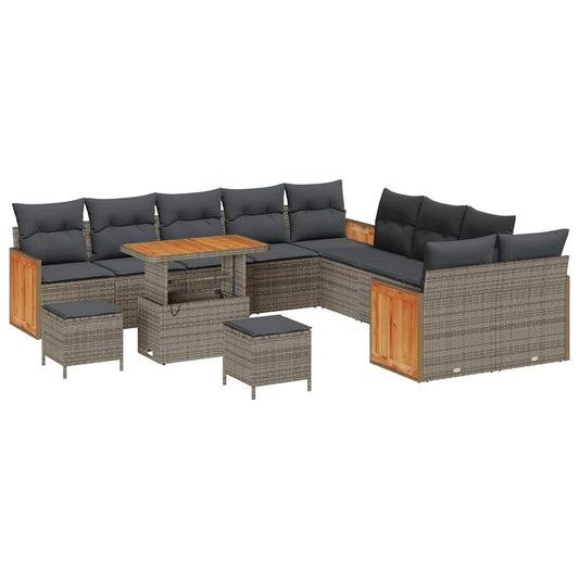 Conjunto de Sofá de Jardim 13 pcs Cinza Cinza Escuro