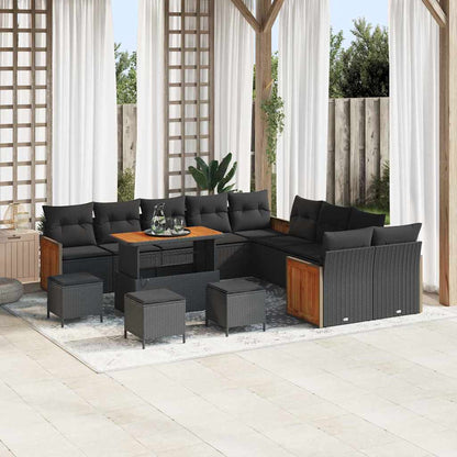 Conjunto de Sofá de Jardim 14 pcs Preto 110 x 55 x 71 cm