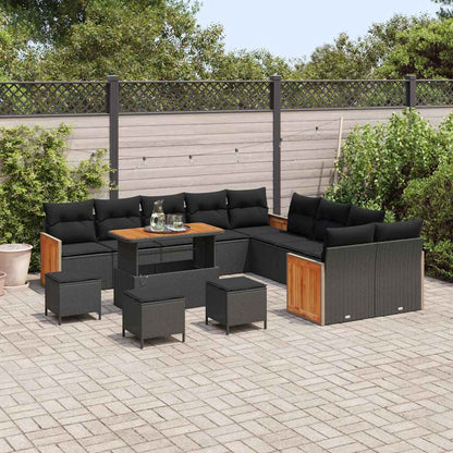 Conjunto de Sofá de Jardim 14 pcs Preto 110 x 55 x 71 cm