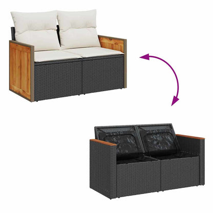 Conjunto de Sofá de Jardim 14 pcs Preto e Creme