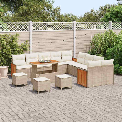 Conjunto de Sofá de Jardim 14 pcs Bege e Creme 110 x 55 x 71 cm
