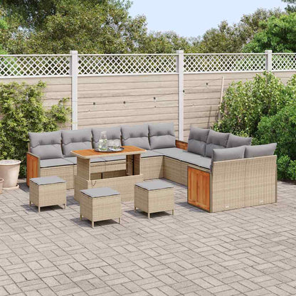 Conjunto de Sofá de Jardim 14 pcs Bege e Cinza Claro