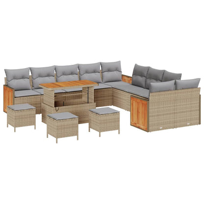 Conjunto de Sofá de Jardim 14 pcs Bege e Cinza Claro