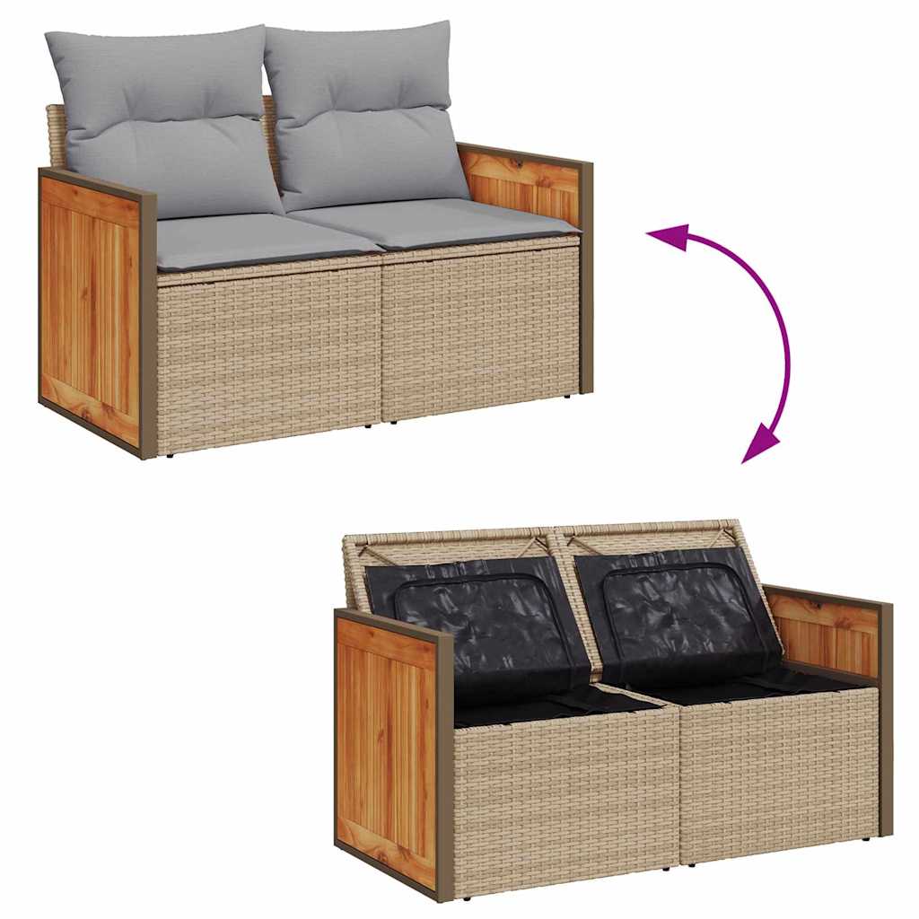 Conjunto de Sofá de Jardim 14 pcs Bege e Cinza Claro
