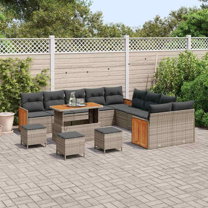 Conjunto de Sofá de Jardim 14 pcs Cinza Cinza escuro