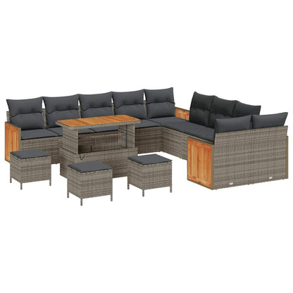 Conjunto de Sofá de Jardim 14 pcs Cinza Cinza escuro