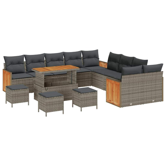 Conjunto de Sofá de Jardim 14 pcs Cinza Cinza escuro