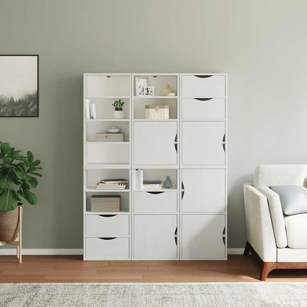 Móveis de apoio 6 pcs ODDA pinho de madeira maciça branco