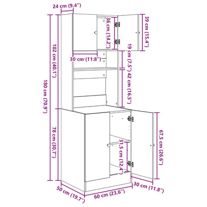 Buffet de Cozinha 2 pcs Carvalho Preto 60 x 50 x 180 cm