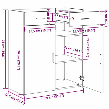 Armário de arrumação carvalho artisiano 80 x 42.5 x 93.5 cm