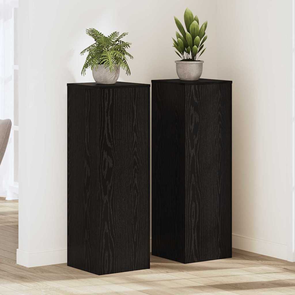 Suporte para Plantas 2 pcs Carvalho preto 33 x 33 x 100 cm