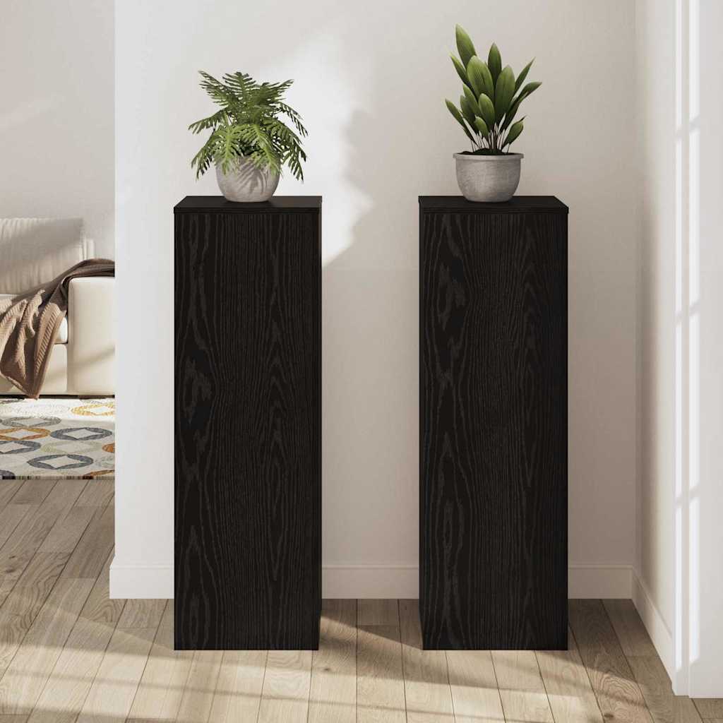 Suporte para Plantas 2 pcs Carvalho preto 33 x 33 x 100 cm