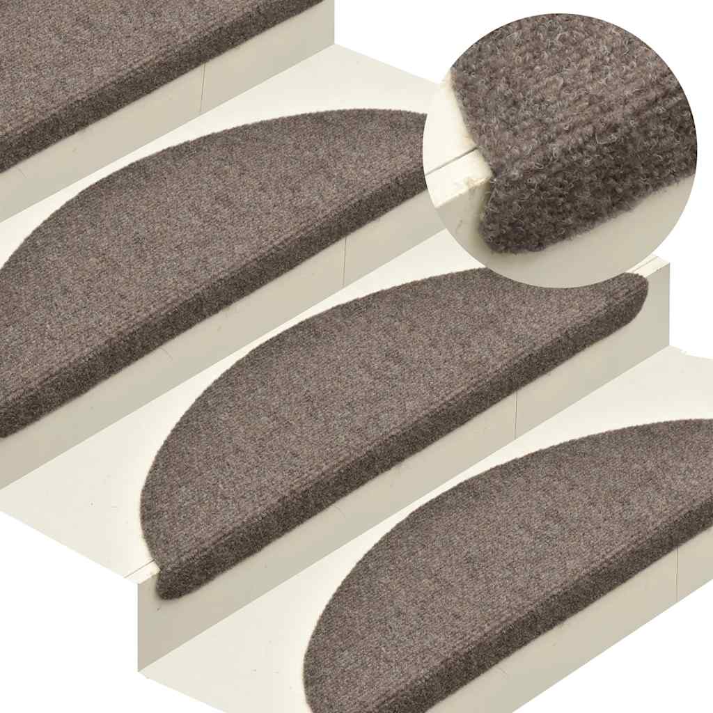 Tapetes de escada autoadesivos 30 peças 65x21x4 cm bege semicircular grande