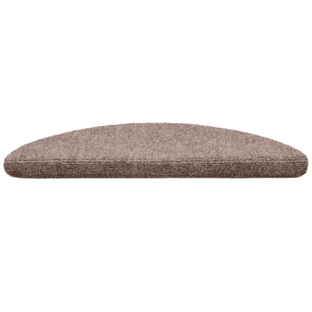 Tapetes de escada autoadesivos 30 peças 56x17x3 cm marrom claro meia-lua