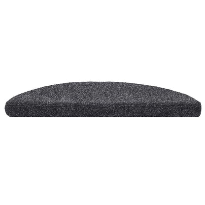 Tapetes de escada autoadesivos 30 peças 56x17x3 cm cinza escuro semicircular