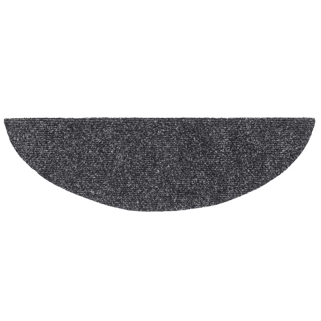 Tapetes de escada autoadesivos 30 peças 56x17x3 cm cinza escuro semicircular