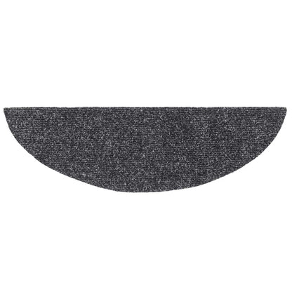 Tapetes de escada autoadesivos 30 peças 56x17x3 cm cinza escuro semicircular