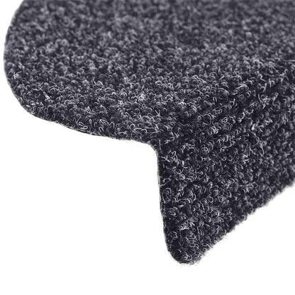 Tapetes de escada autoadesivos 30 peças 56x17x3 cm cinza escuro semicircular