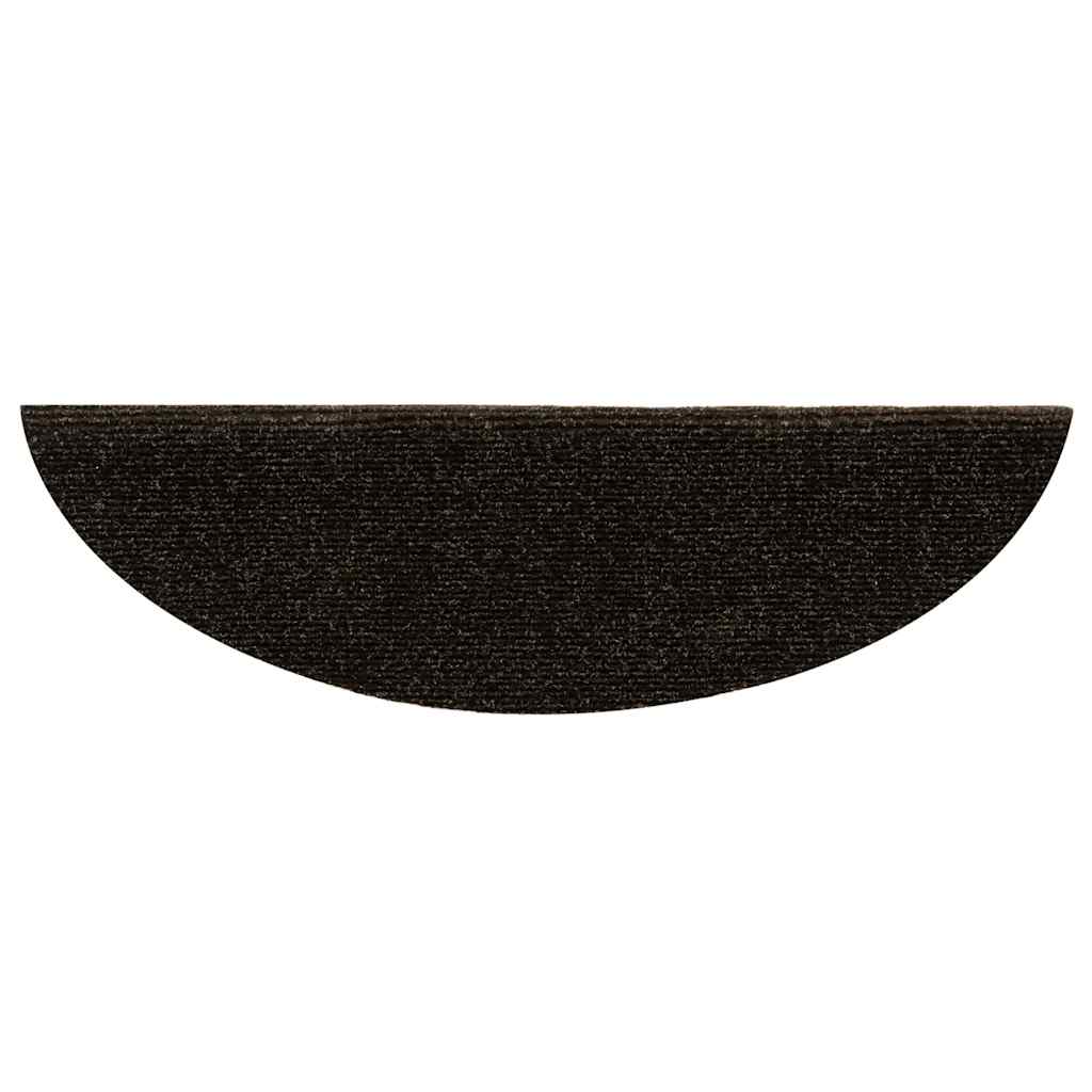 Tapetes de escada autoadesivos 30 peças 56x17x3 cm marrom escuro semicircular