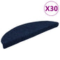 Tapetes de escada autoadesivos 30 peças 56x17x3 cm azul-marinho semicircular