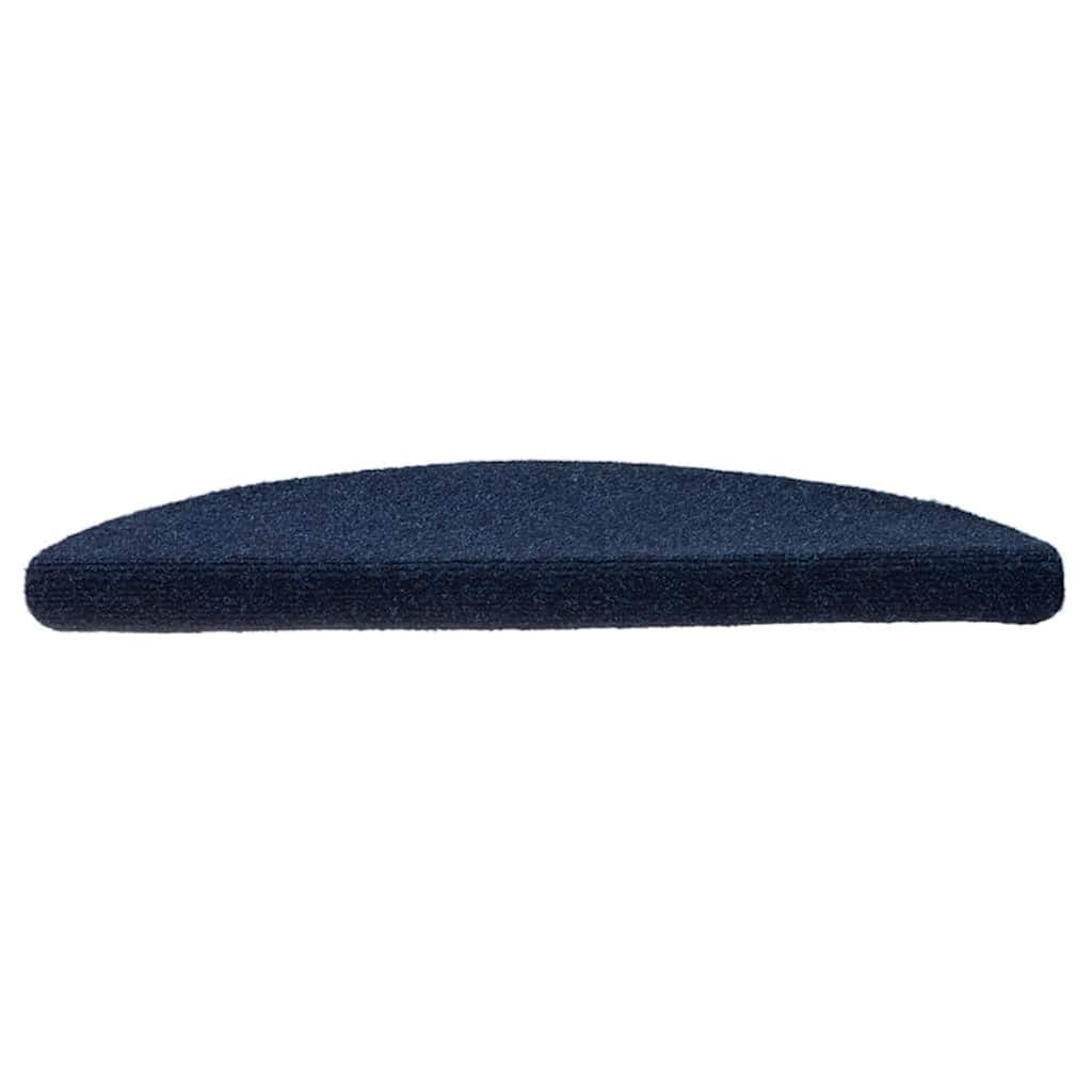 Tapetes de escada autoadesivos 30 peças 56x17x3 cm azul-marinho semicircular