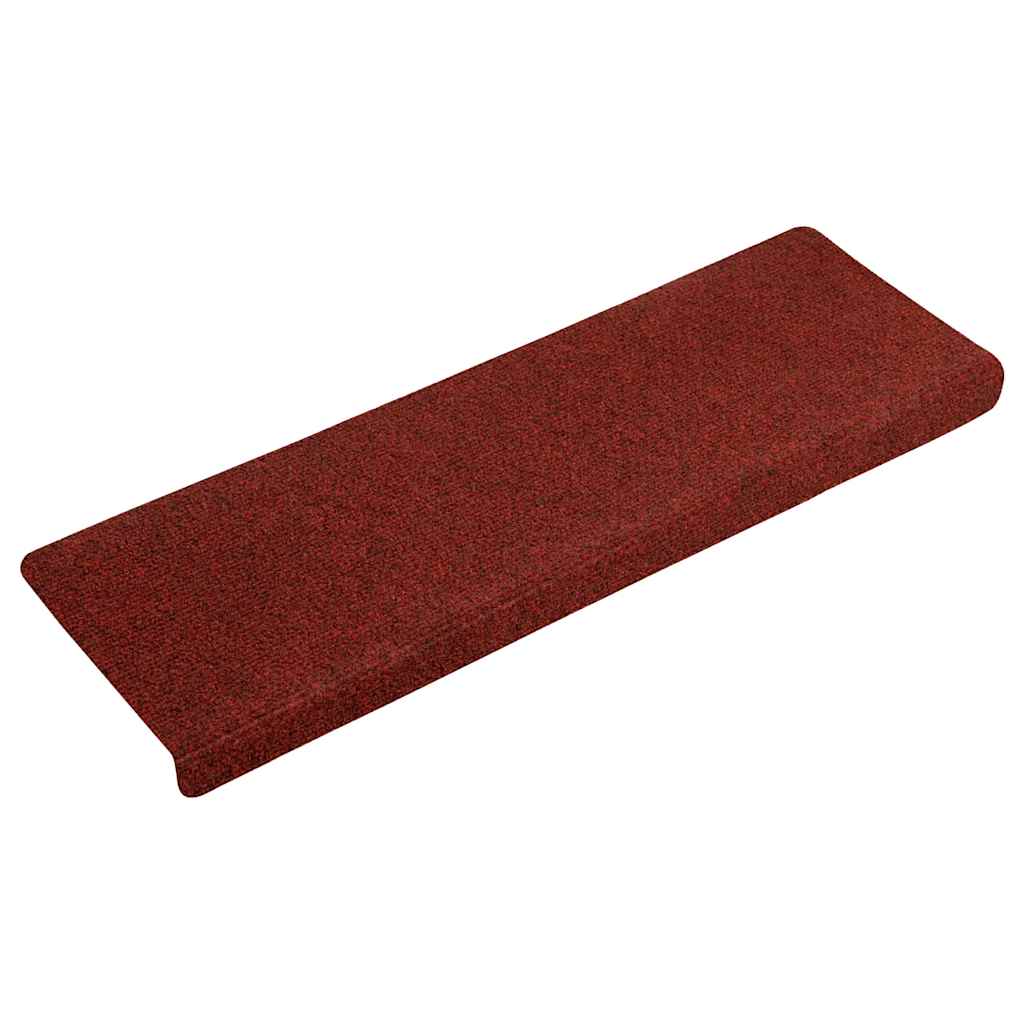 Tapetes de escada autoadesivos 30 peças 65x21x4 cm vermelho bordô com borda retangular
