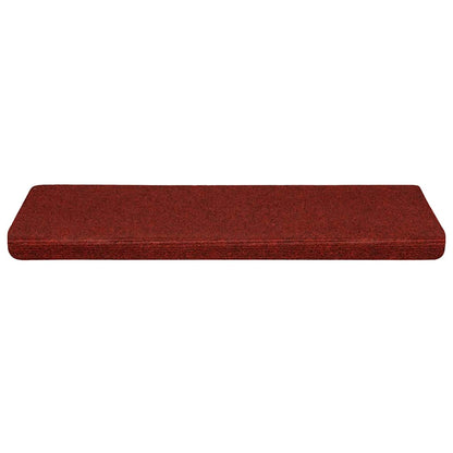 Tapetes de escada autoadesivos 30 peças 65x21x4 cm vermelho bordô com borda retangular