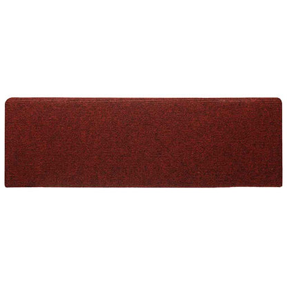 Tapetes de escada autoadesivos 30 peças 65x21x4 cm vermelho bordô com borda retangular