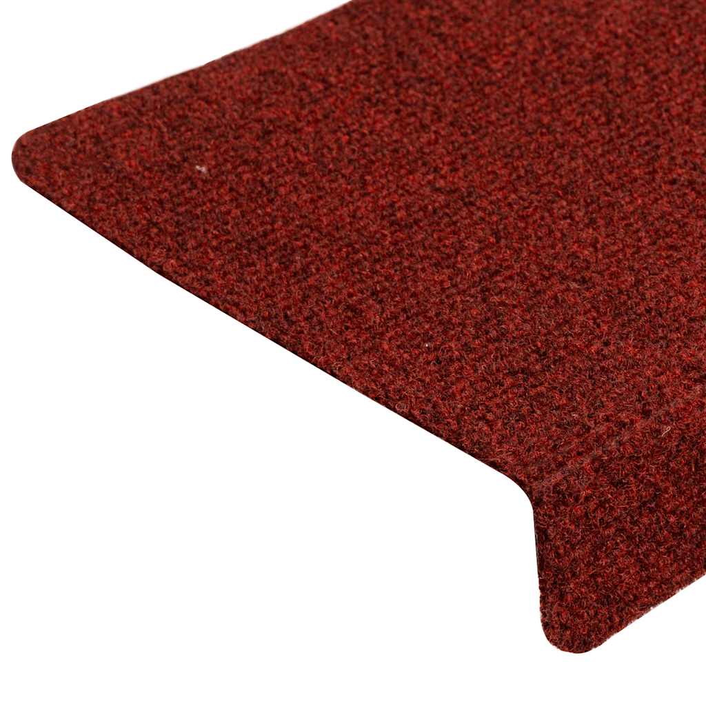 Tapetes de escada autoadesivos 30 peças 65x21x4 cm vermelho bordô com borda retangular