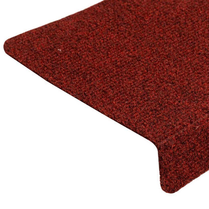 Tapetes de escada autoadesivos 30 peças 65x21x4 cm vermelho bordô com borda retangular