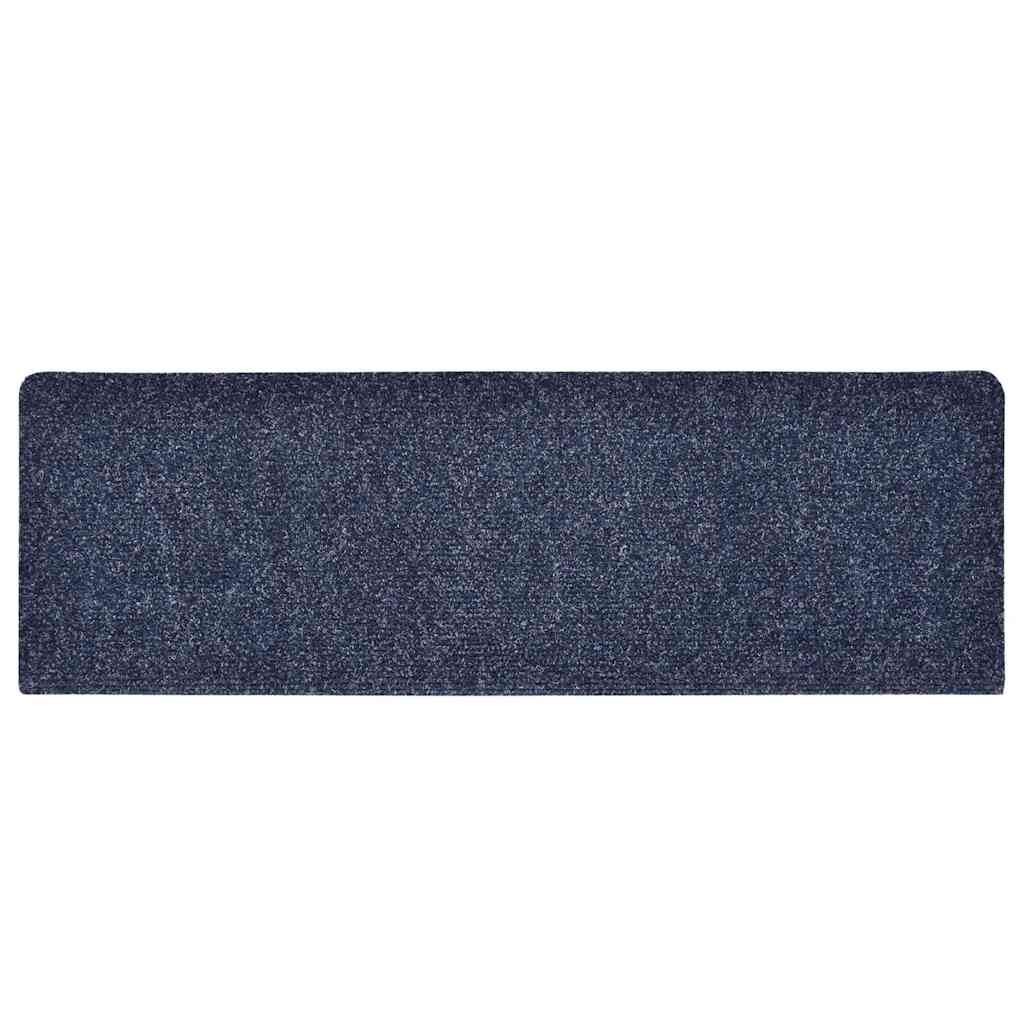 Tapetes de escada autoadesivos 30 peças 65x21x4 cm azul com borda retangular