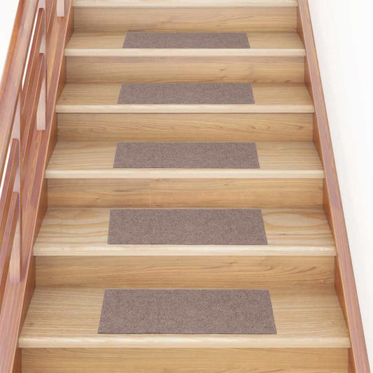 Tapetes de escada autoadesivos 30 peças 60x25 cm marrom claro retangular