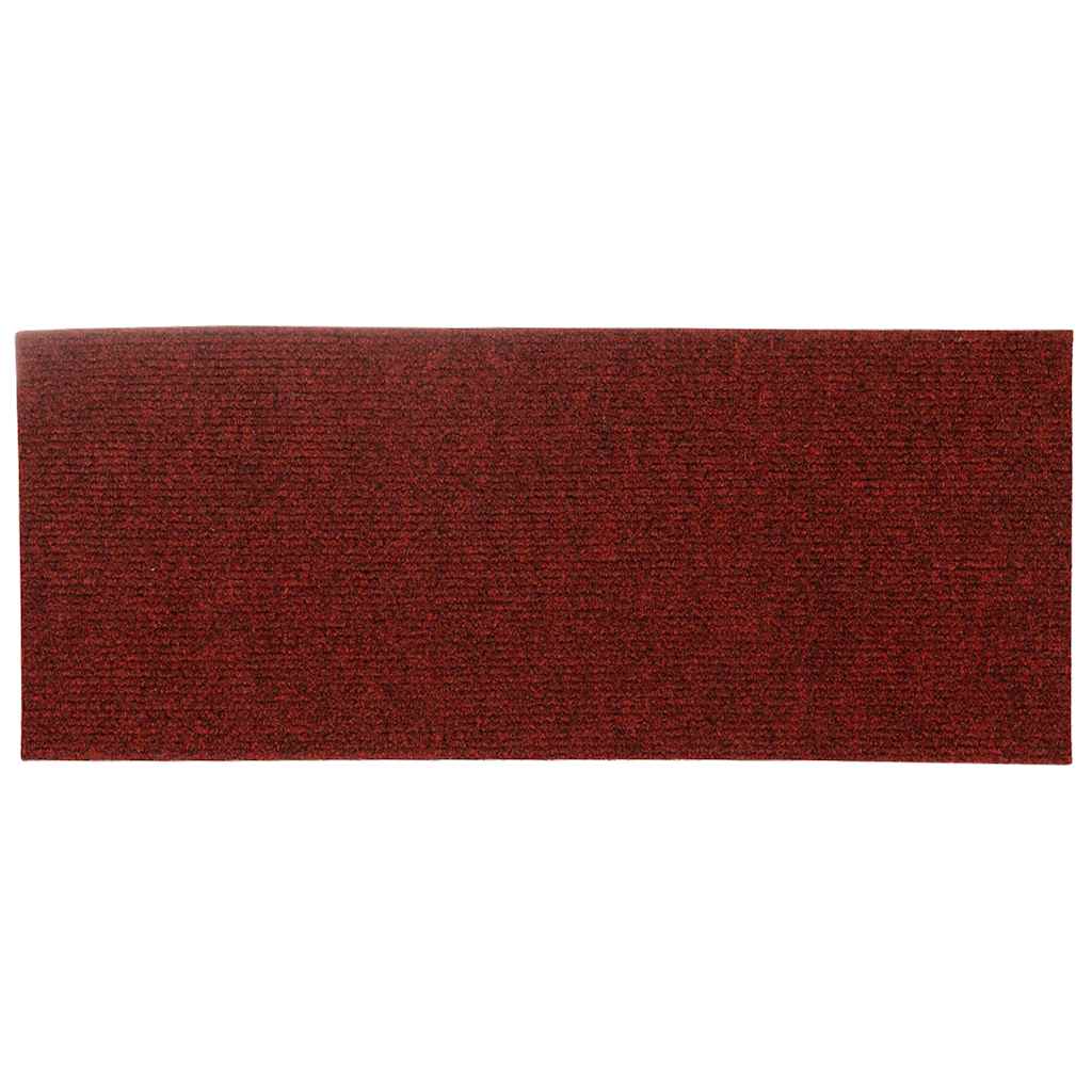 Tapetes de escada autoadesivos 30 peças 60x25 cm vermelho bordô retangular