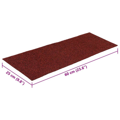 Tapetes de escada autoadesivos 30 peças 60x25 cm vermelho bordô retangular